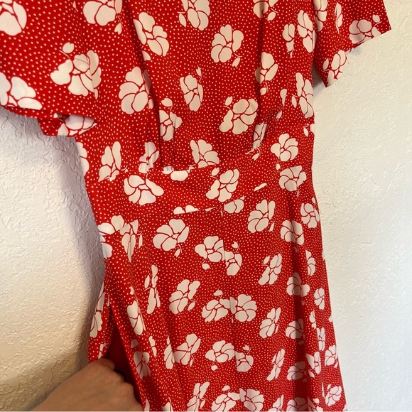 Boden Ruth Rosehip Primrose Floral Midi Dress Red Polka Dot 2R - Picture 5 of 15
